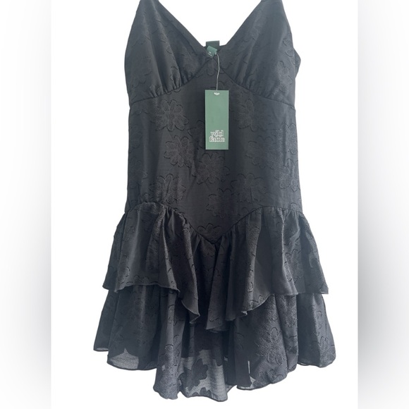 NEW Wild Fable Black Ruffle Spaghetti Strap Mini Dress - Picture 2 of 5